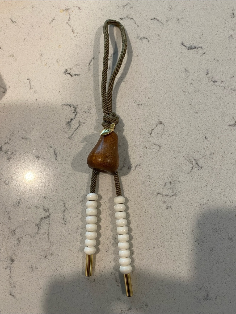 Madewell wood pear Beaded Tassel Keychain/ bag Charm